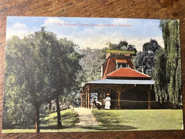 1914 Tea House Cataract Gorge Launceston Tasmania postcard refreshments fashion