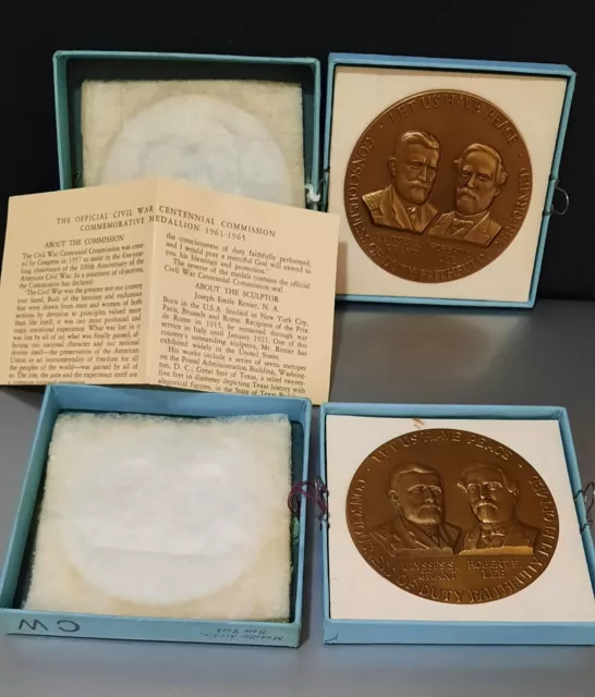 2 Civil War Centennial Commission Commemorative Medallions 1961-1965