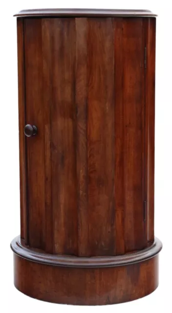 Antique Victorian mahogany fluted cylinder bedside table cupboard cabinet