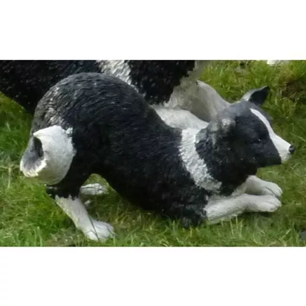 Resin Border Collie Sheep Dog Garden Ornament