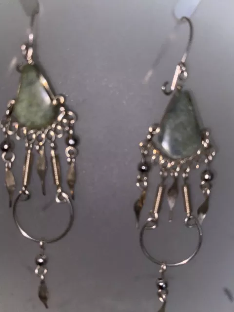 Blessed  Peruvian   Green  Alpaca Silver Earrings