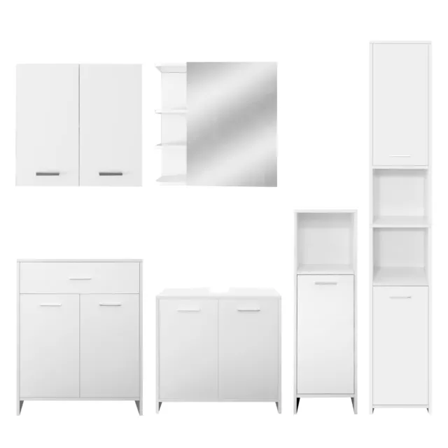 Set de 6 armarios MDF cuarto baño colgante alto y bajo muebles gabinete blancos