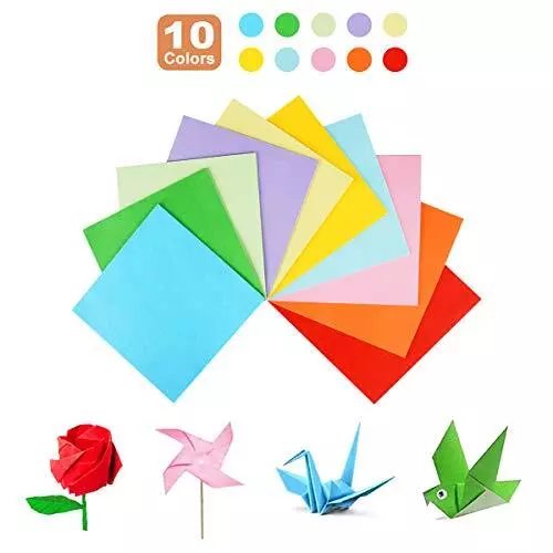 400 fogli colorati double face, carta per origami in 10 colori