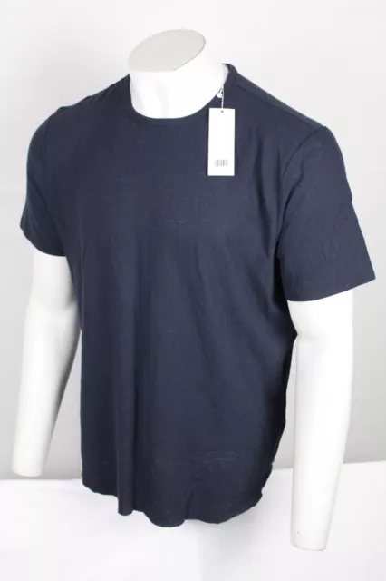 Vince Men's T Shirt Linen Blend Short Sleeve Shirt XXL Blue M39619349