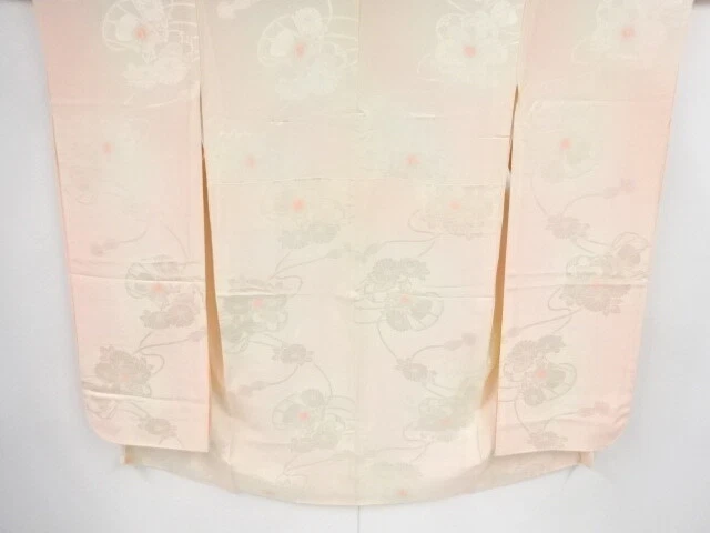 44633# Japanese Kimono / Antique Juban For Furisode / Woven Drum With Kiku