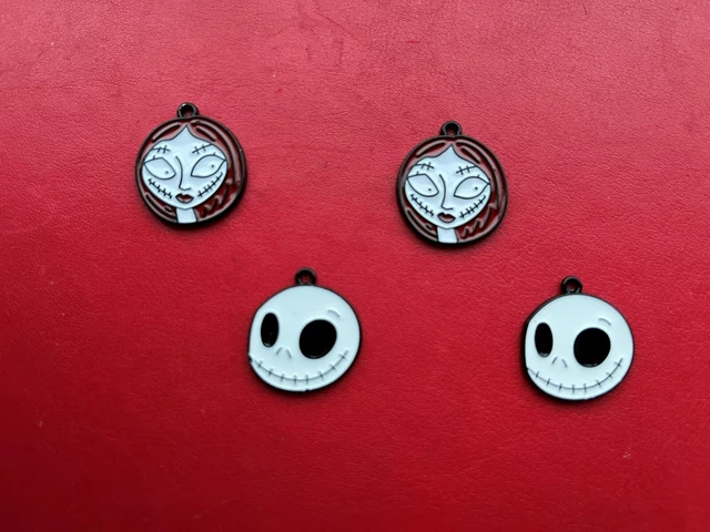 4 X Albtraum Vor Weihnachten Emaille Metall Anhänger Charms Sally Jack Skellington