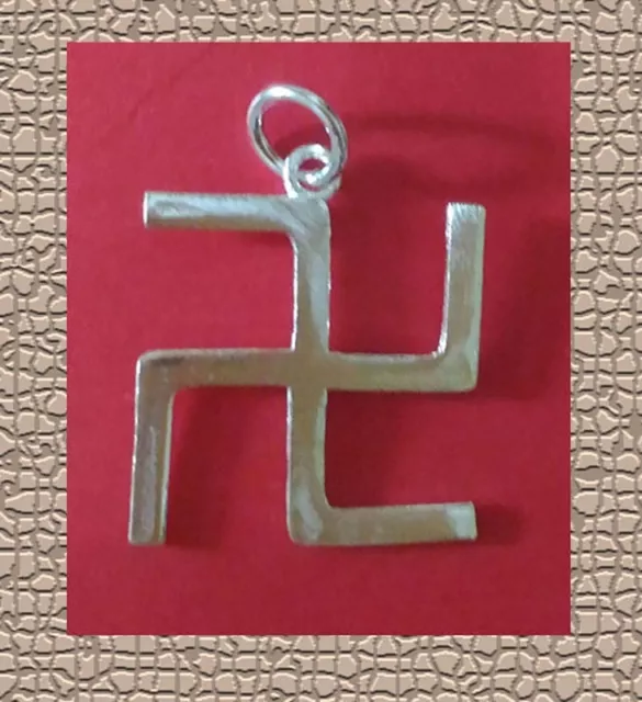 Buddhist Swastika Wan Zi 925 Sterling Silver Pendant Size 18 mm