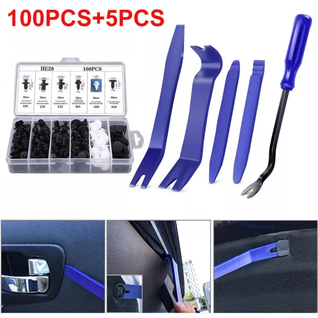 105PCS Car Body Trim Clips Retainer Bumper Auto Panel Push Plastic Fastener Kit