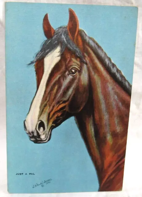 Linen Postcard Just A Pal Horse Pony from a Oil Painting by L.H Dude Larsen 1941