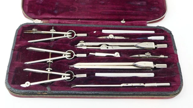 PRECISION TECHNICAL DRAWING Instruments Set With Case Vintage £6.00 ...