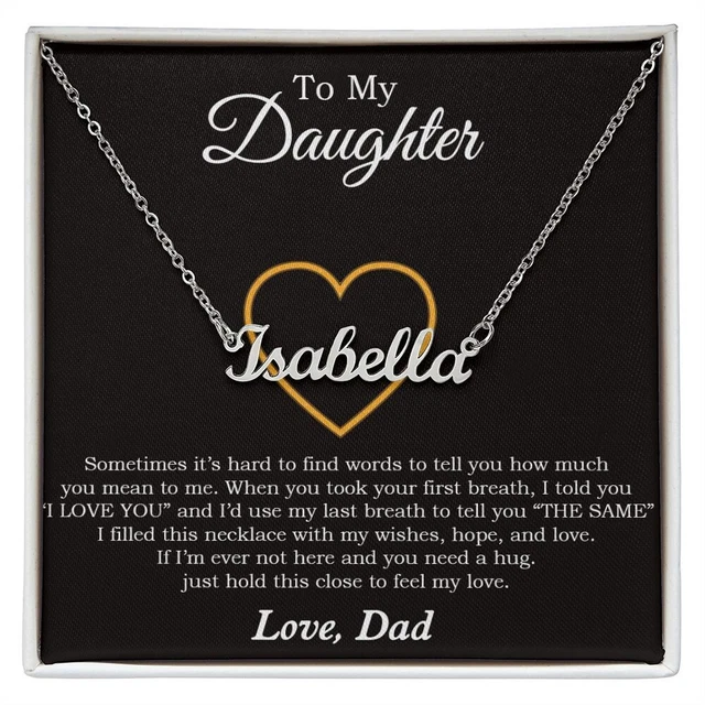 To My Daughter Personalized Name Necklace, Gift For Daughter From Dad, Xmas Gift