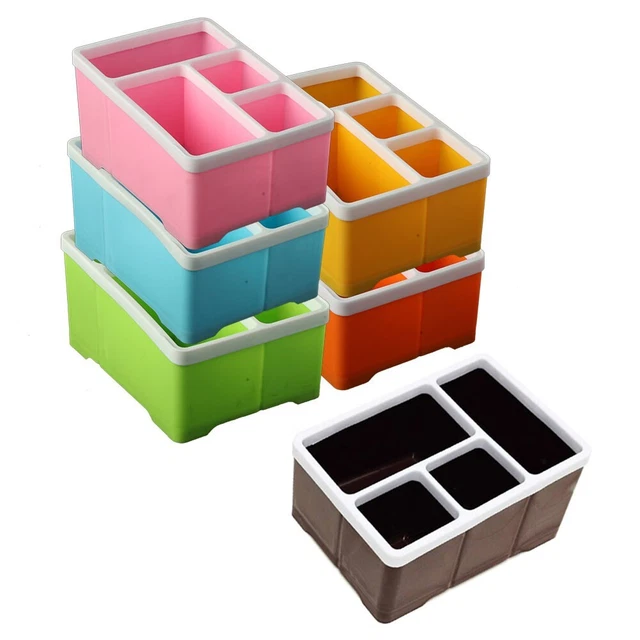 Estuche de almacenamiento de escritorio caja de almacenamiento estuche de plástico control remoto ​4 compartimentos
