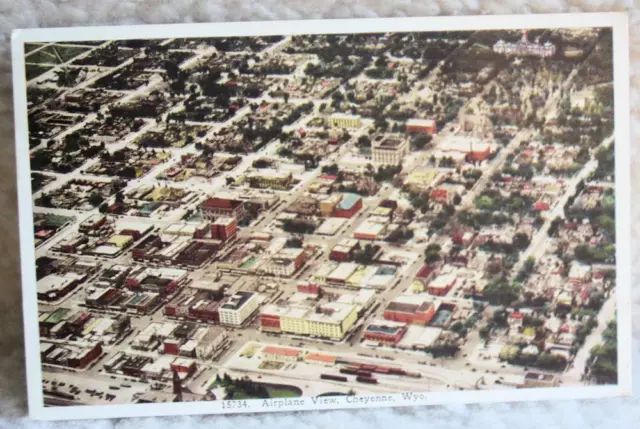 Vintage Postcard -Airplane View of Cheyenne.Wyoming  - Posted 1940