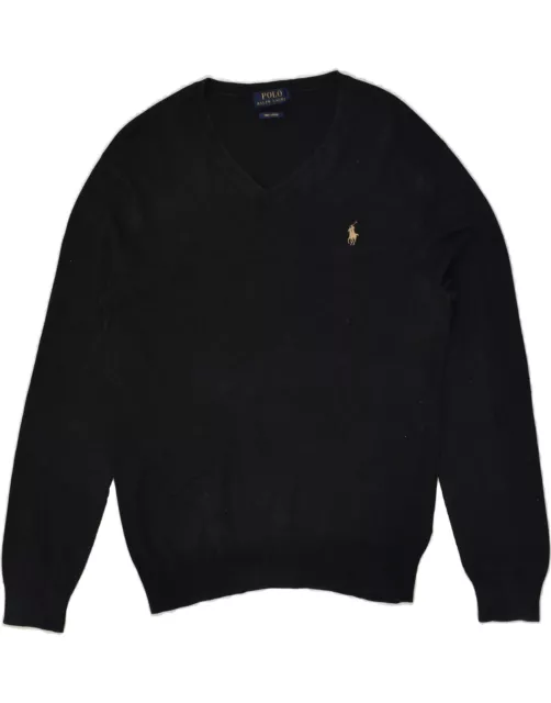 POLO RALPH LAUREN Maglione Maglione Collo a V XS Nero Cotone AZ03