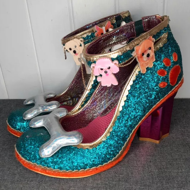 IRREGULAR CHOICE CHILLY Dog Heels Rare Skull Print Boxed Size UK 5