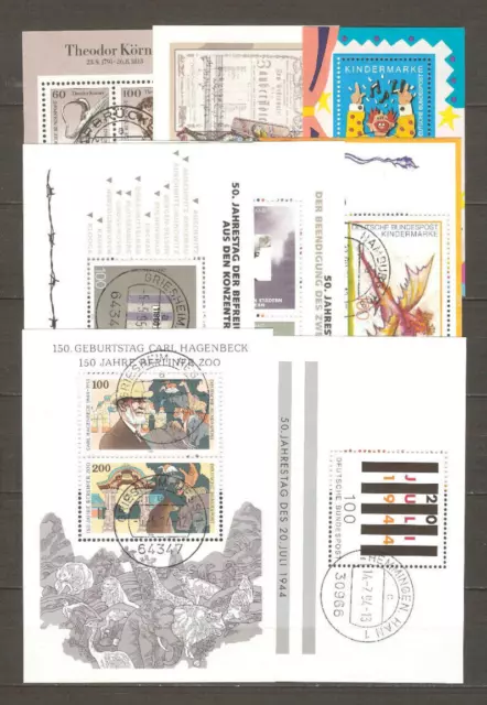 (30); BUND gestempelt; 8 verschiedene Blöcke 90er-Jahre! Tagesstempel!
