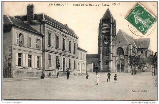 95 BESSANCOURT - place de la mairie et eglise