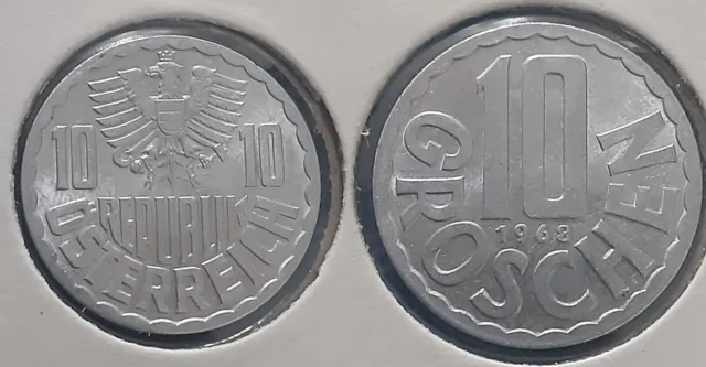 1968  AUSTRIA  10 Groschen  Coin -  KM# 2878 - Combined Shipping603