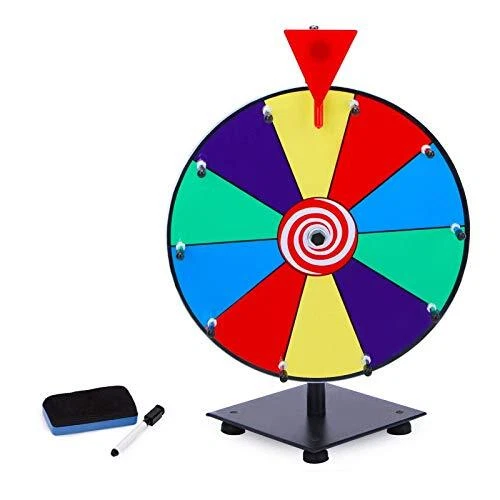 12 Inch Heavy Duty Spinning Prize Wheel, 10 Slots Color Tabletop Prize Wheel