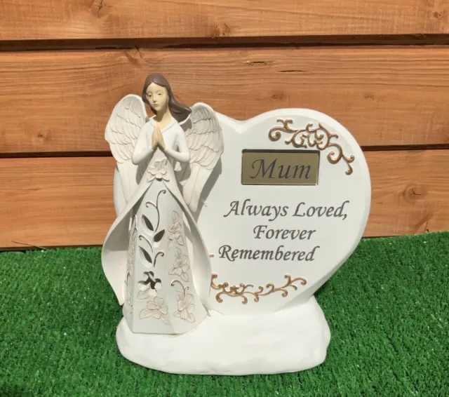 Praying Angel with Gold Flowers, & Verse LED Light MUM memorial ornament
