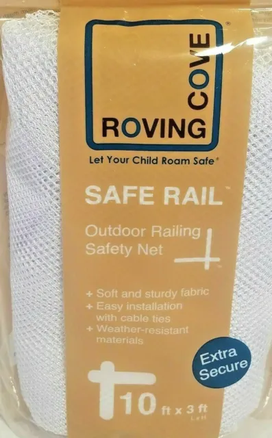 Roving Cove Safe Rail Outdoor Railing Safety Net  10' X 3' Pearl White