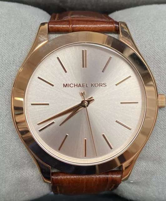 Michael Kors Rosa Quadrante pelle Marrone Cinturino Donna Orologio MK2512 41mm