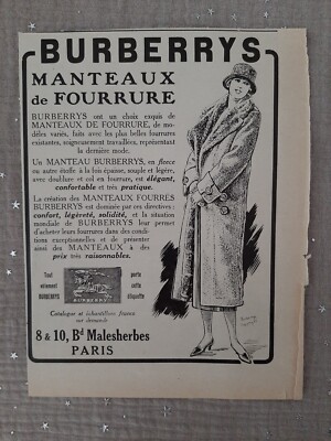 Old paper advertisement de 1924 Publicité de presse ancienne Burberrys 