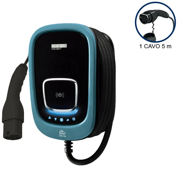 Wall Box Tipo 2 Orbis Stazione Di Ricarica Da Parete Autostart 7,4 Kw Con Cavo