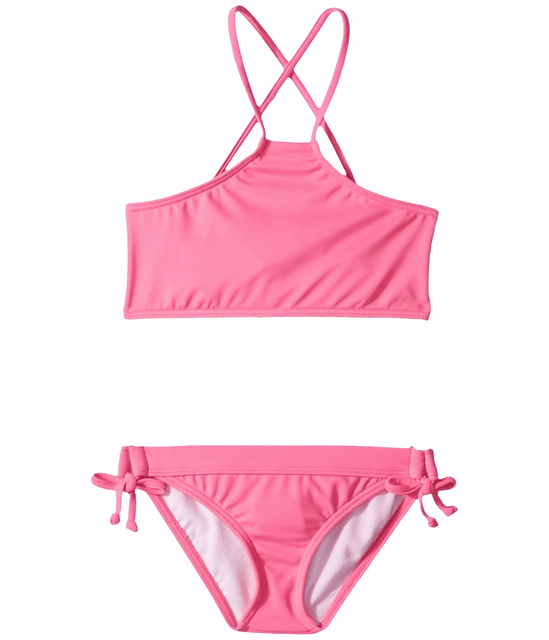 NWT BILLABONG SOL Searcher Hi Neck Bikini Set Girl's 4 Pink 10858 17.