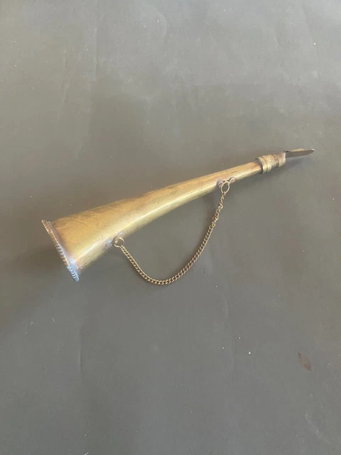 Corne De Chasse Ancienne En Cuivre – Trompe De Battue – Instrument D'appel Vintage