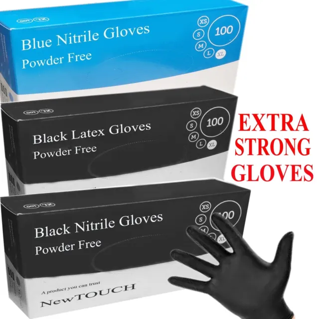 NewTOUCH Heavy Duty Powder Free Black& Blue Nitrile Latex Gloves TATTOO MECHANIC