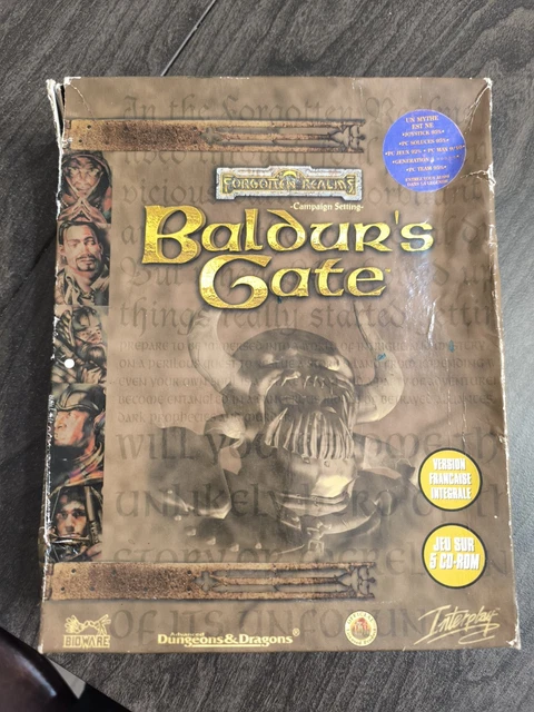 Boîte + Notice Baldur’s Gate Forgotten Realms – PC Big Box – Version Française – Pas De Jeu – Bon état