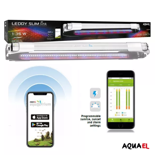 (184,00€/Stk.) Aquael Leddy Slim Link 100-120cm, Aquarium Beleuchtung LED App