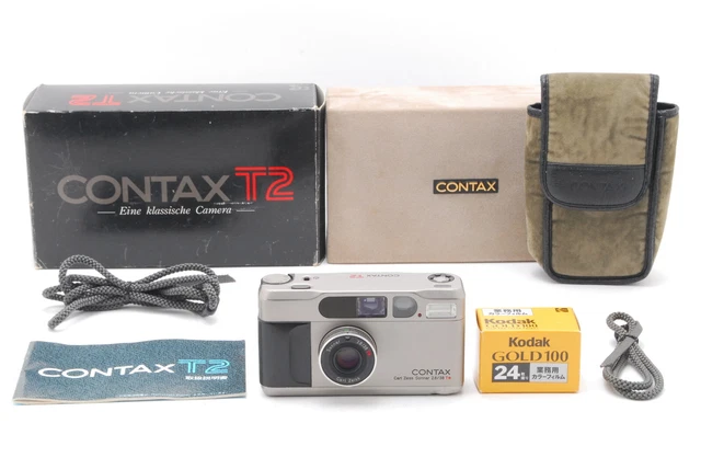 [N MINT in BOX] Contax T2 Titan Silver 35mm Point & Shoot Film Camera From JAPAN