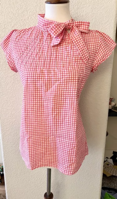 Circus Women’s Red Plaid Cap Sleeve Blouse UK Size 12 (U.S Size Medium)