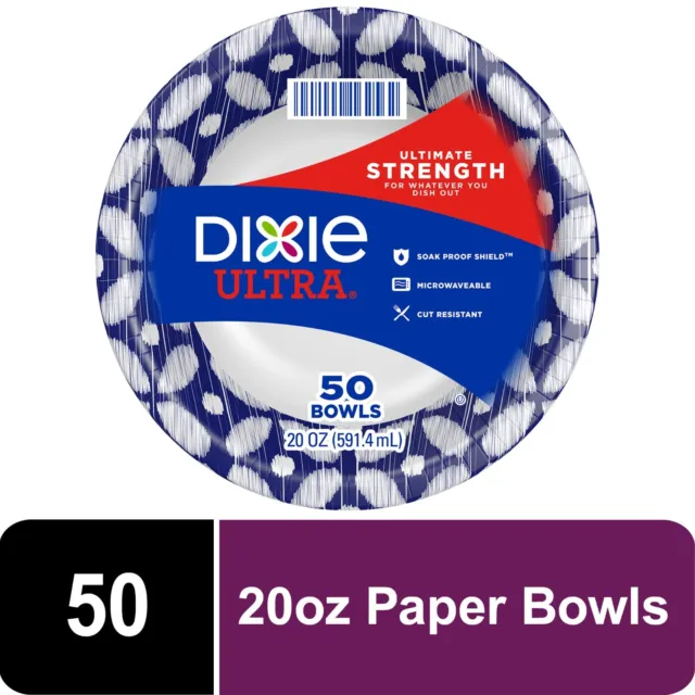 Ultra Strength Disposable Paper Bowls Microwave Safe Household 20 oz 50 count
