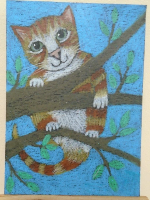 Yellow Tabby Cats Tuxedo Cat Ollietuxedo Original ACEO Scaling to New Heighs