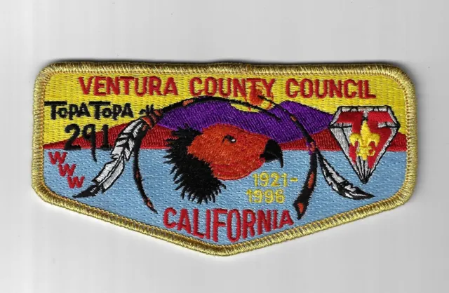 OA 291 Topa-Topa 1921-1996 WWW Flap GMY Bdr. Ventura County Council, California