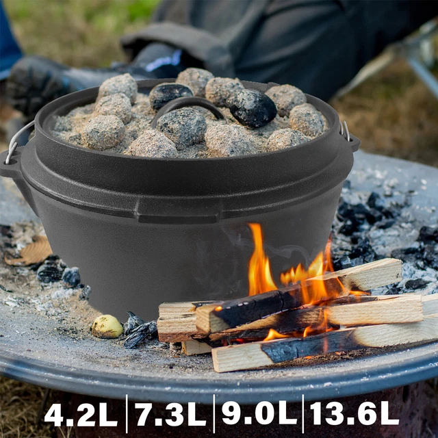 Dutch Oven mit Füßen Set mit Deckelheber BBQ Schmortopf Gusseisen Feuertopf -.