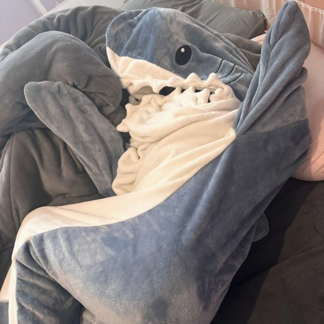 Coperta con cappuccio tessuto scialle coperta indossabile coperta squalo coperta sacco a pelo squalo