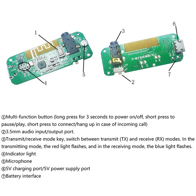 Earphone Driver Module BLUETOOTH TRANSMITTER RECEIVING Module Stereo 5.0 Audio Earphone Power ...
