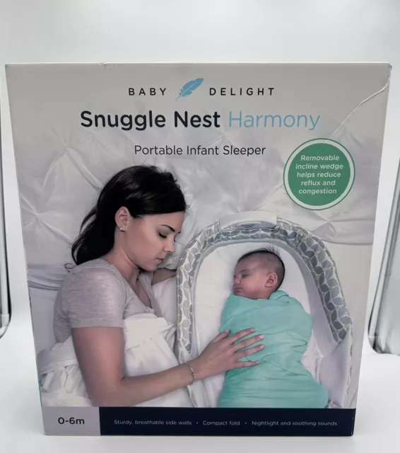 Baby Delight Snuggle Nest Harmony Portable Infant Sleeper ~Gray / Green