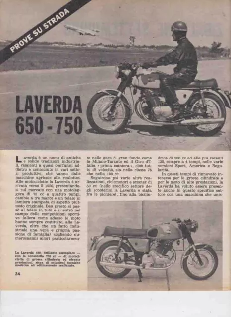 advertising Pubblicità TEST MOTO LAVERDA 650/750 '68 MAXIMOTO MOTOITALIANE EPOCA