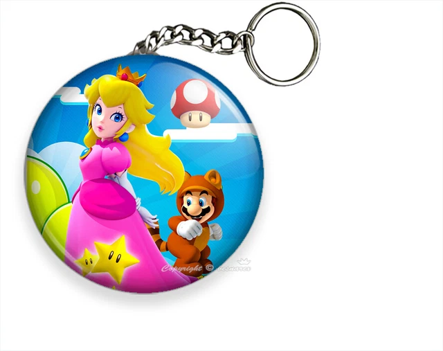 PRINCESS PEACH SUPER Mario Fox Keychain Key Fob Ring Chain Video Gamer