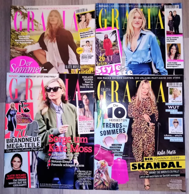 Kate Moss / Konvolut Zeitschriften GRAZIA 4 Ausgaben 2015 - 2022