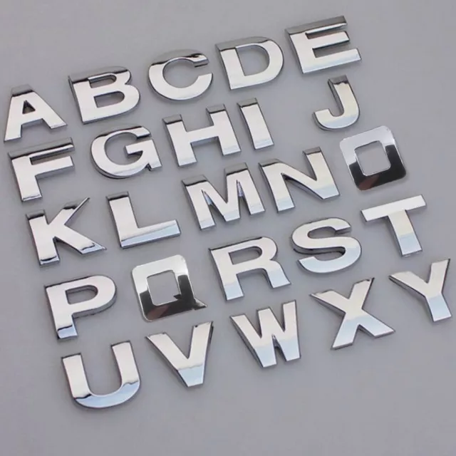 3D A-Z Alphabet Letters Car Sticker Self Adhesive Auto Badge Emblem Chrome 25mm