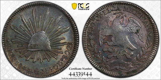 1844-Zs OM PCGS AU Detail Zs24 8R Reales Silver Coin Item #33434A