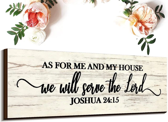 As for Me and My House We Will Serve The Lord Wall Sign Rustic 165x59 Inch White