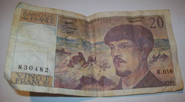 FRANKREICH Geldschein 💸💸💸 20 Francs 20F Debussy 1986 K.016 Banque France