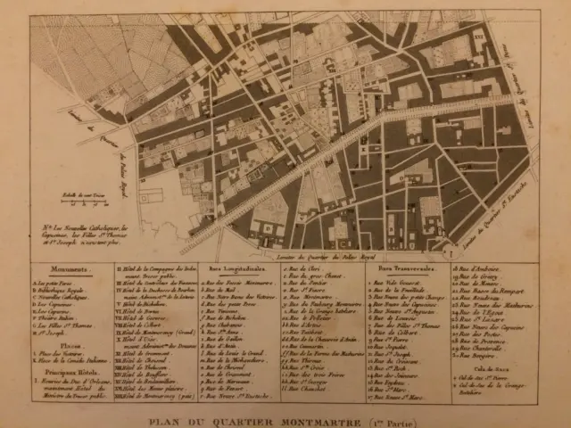 Paris, plan du quartier de Montmartre, gravure XVIIIe